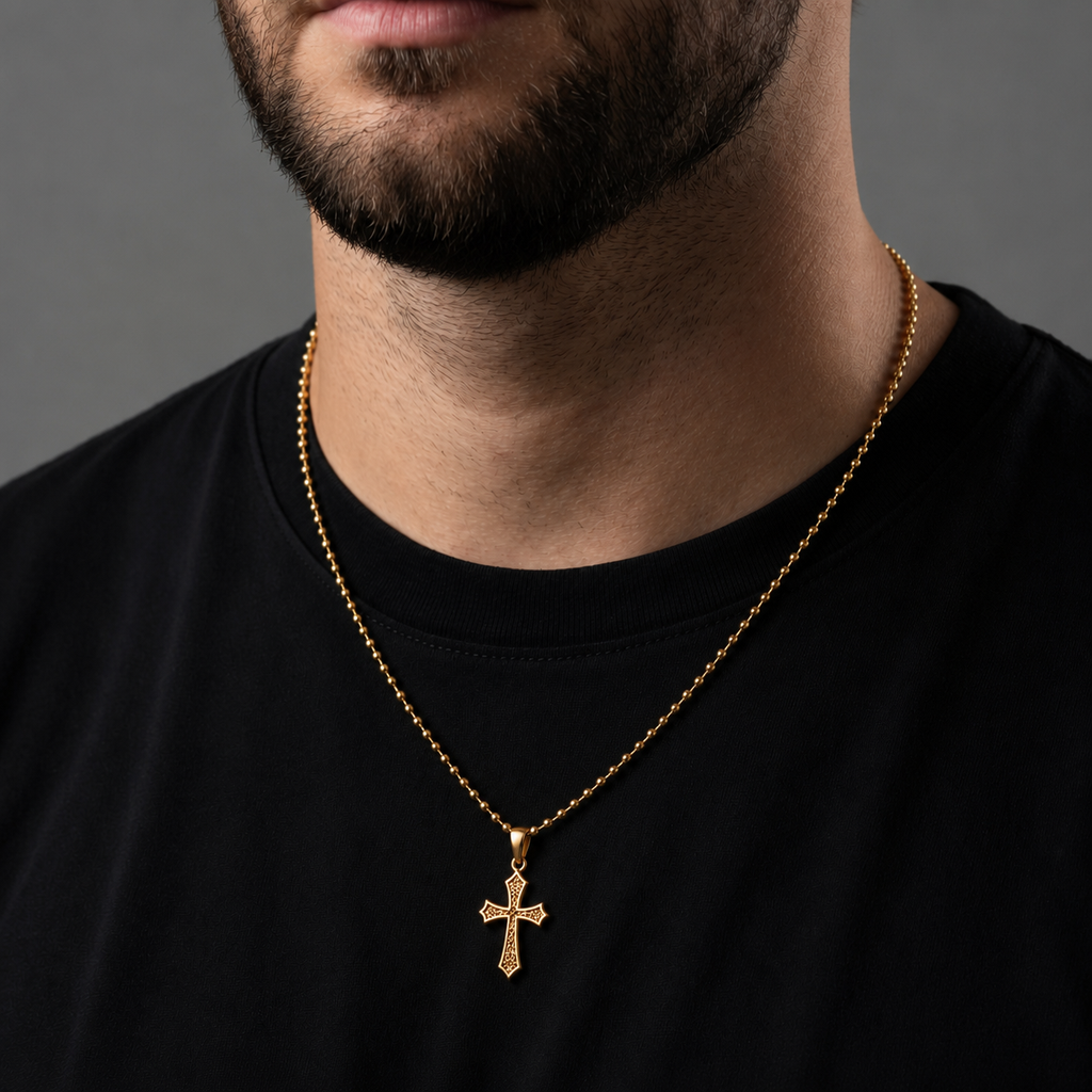 Combo Cadena Militar Hombre+Dije Cruz Filigrana