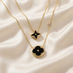 Cadena Elegance Trébol Doble Black Mujer