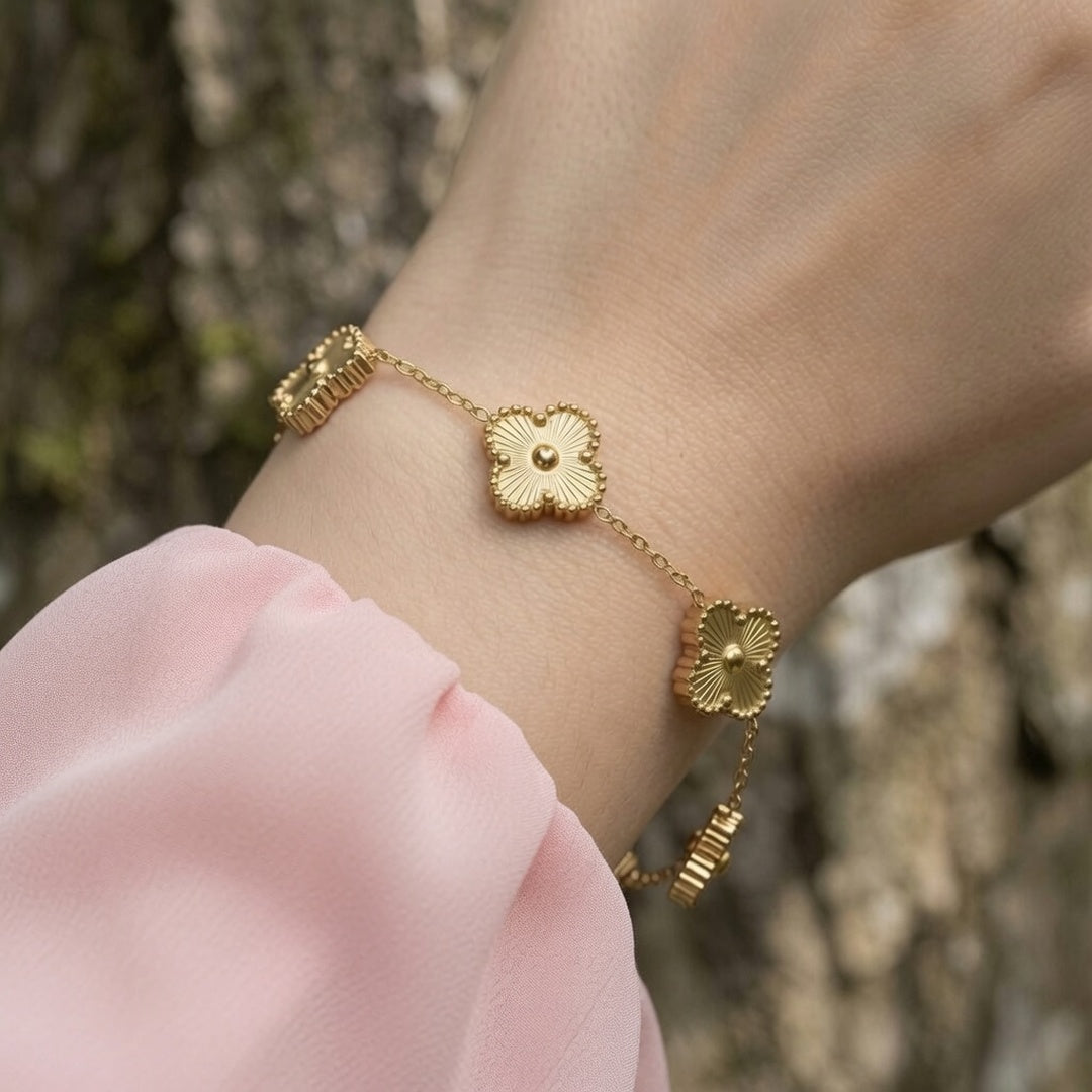 Pulsera Elegance Trébol Dorado Mujer
